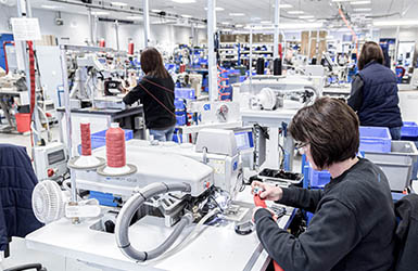 Seamstresses working at the UK production facility