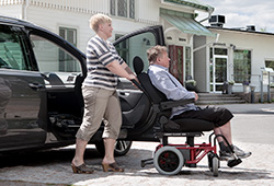 After swiveling the seat back in, the user is now seated in a safe and comfortable position. The user is seated in a safe and comfortable position