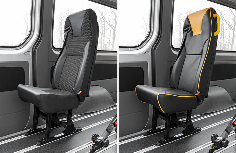 Image 1: U-Seat tout noir. Image 2: U-Seat avec des détails jaunes.