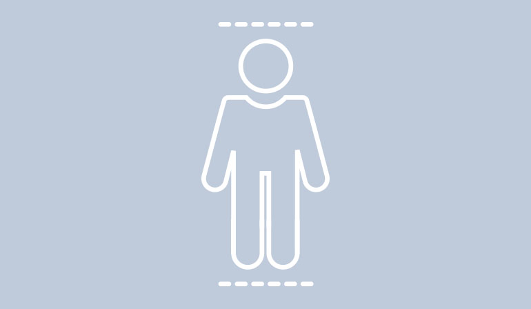 A symbol showing a person of short stature. 