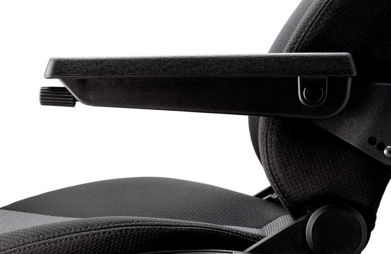 Side view of the armrests of a vehicle seat. 