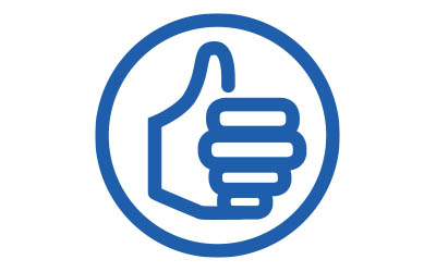 A thumbs-up symbol. 