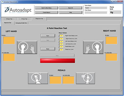 Illustration of a reaction test system screen