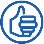 A thumbs-up symbol. 