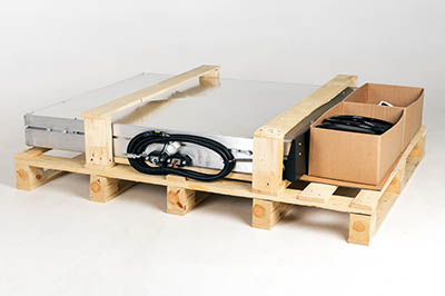 A pallet with the A-Series and other installation material.