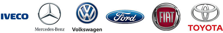 Logo für IVECO, Mercedes-Benz, Volkswagen, Ford, FIAT und Toyota
