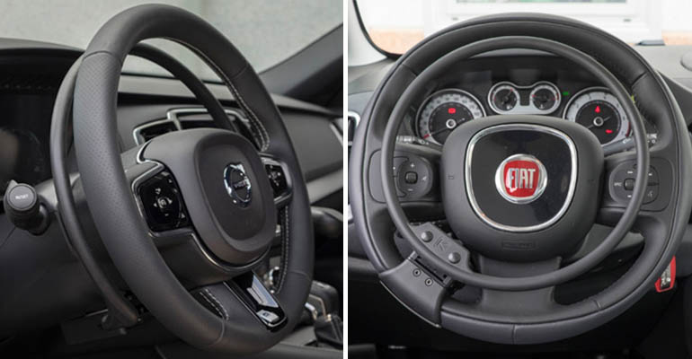 Left: A gas ring below the steering wheel. Right: A gas ring above the steering wheel. 