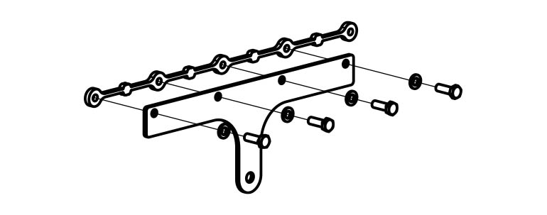 Ein Diagramm einer Einzelpunkt-Halterung-Konsole.