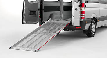 Ramp installed on the rear door of a car