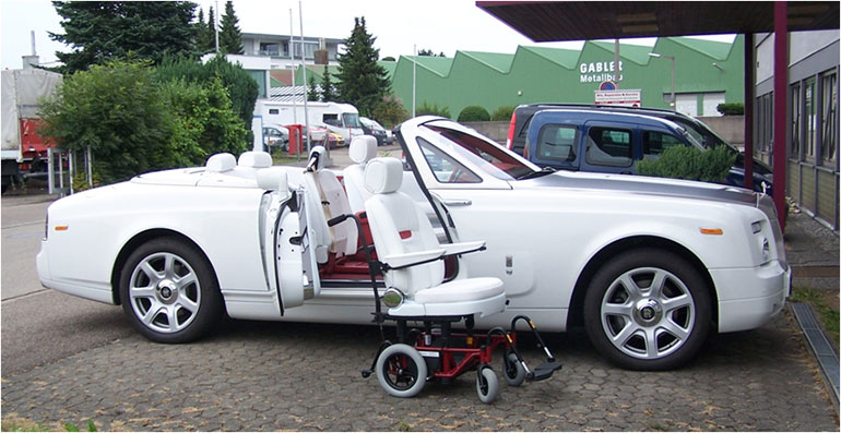 A Rolls Royce adapted with a Carony Classic and a custom made seat. A Rolls Royce adapted with a Carony Classic and a custom made seat.