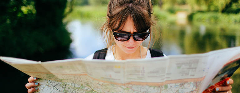 Woman looking at a map